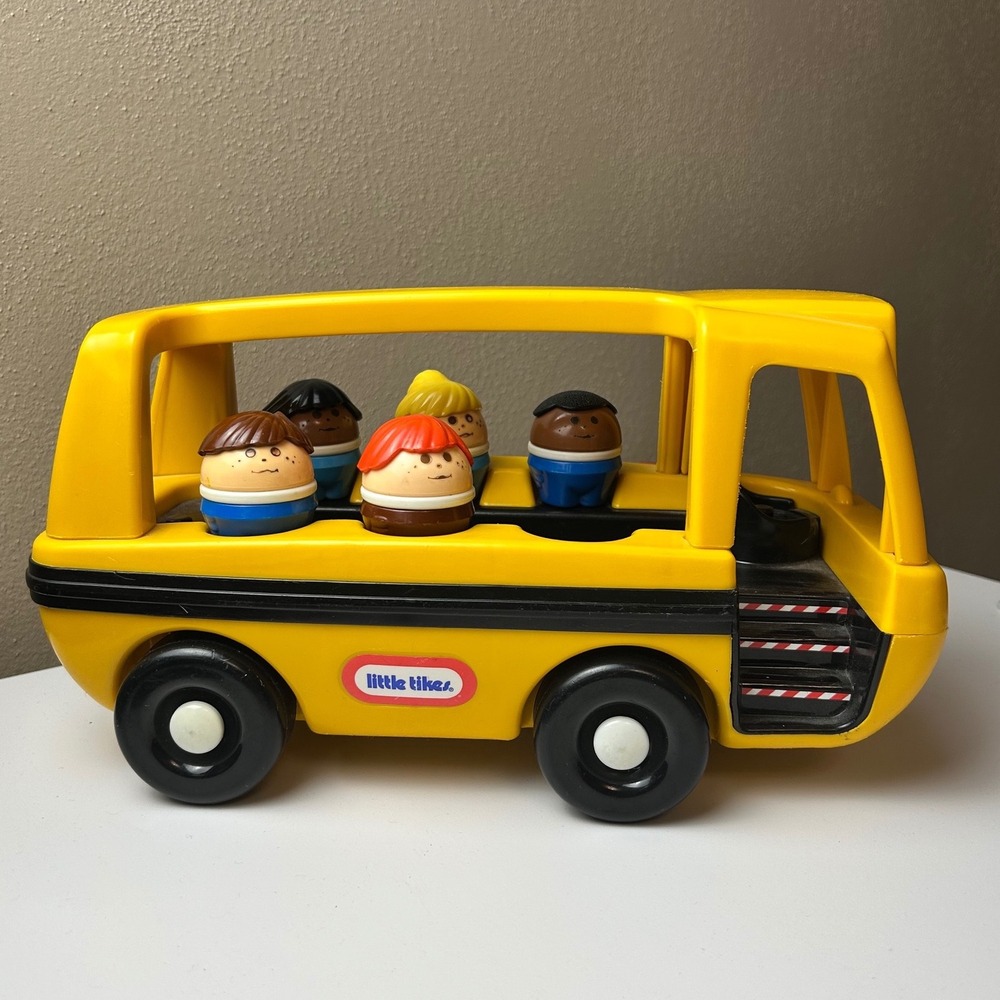 Little Tikes Yellow School Bus Toy with 5 Figures Made in USA Retro Vintage